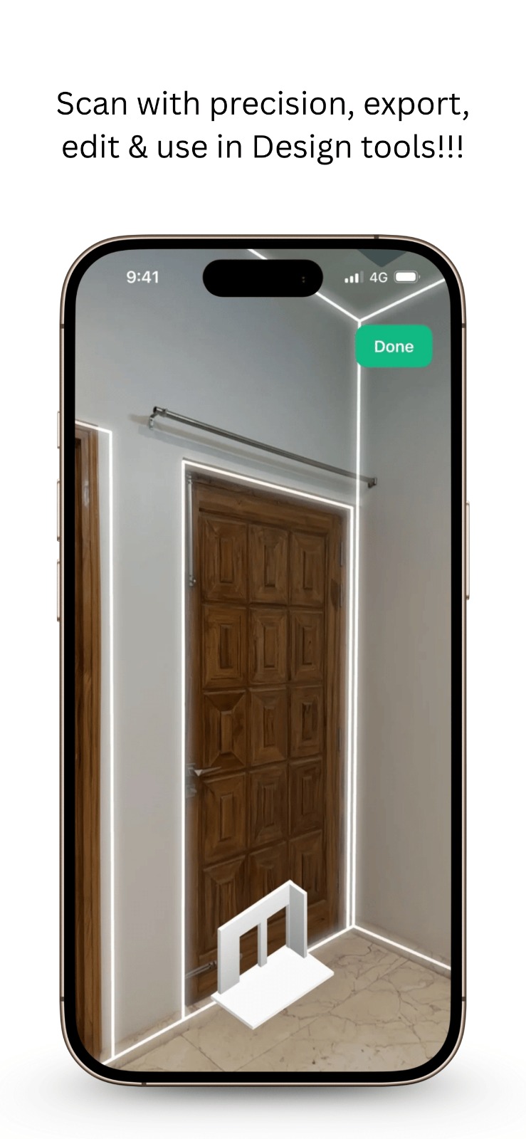 Gamisya Room Scan detecting the walls and door of a room